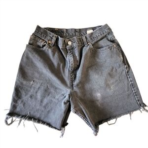 Levi's Y2K '00 550 Faded Black Jean Shorts Distressed Cut-Off Style Womens Sz 14